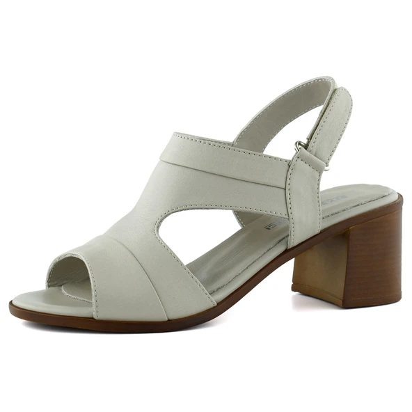 Erkan Saçmacı Kanne Vizon Hakiki Dana Derisi Cırt Bantlı Kalın Topuklu Rahat Günlük Sandalet - Resim 4