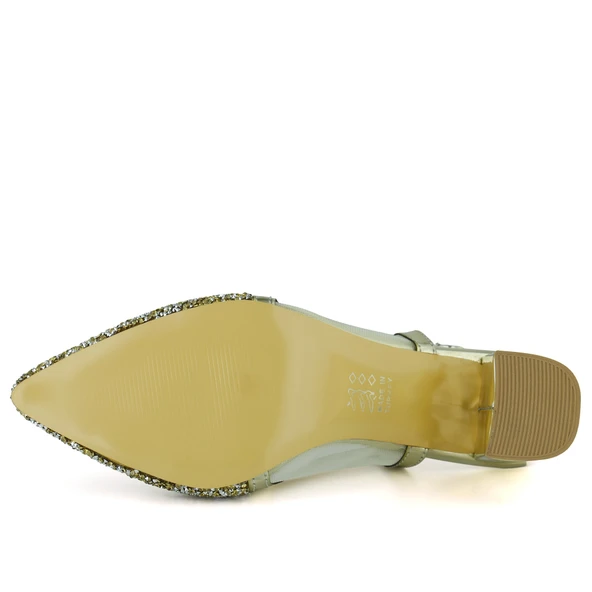 Erkan Saçmacı  Panula Exclusive Altın Taşlı Fileli Arkası Açık Abiye Ayakkabı - Resim 3