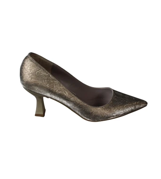 Yazkış Kadın Altın Gümüş 6cm Kadeh Topuklu Abiye Gece Atakkabısı - Resim 6