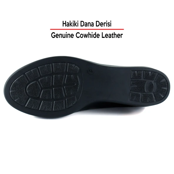 Erkan Saçmacı Mabel Siyah Hakiki Dana Derisi Yuvarlak Burun Dolgu Topuklu Günlük Ayakkabı - Resim 8