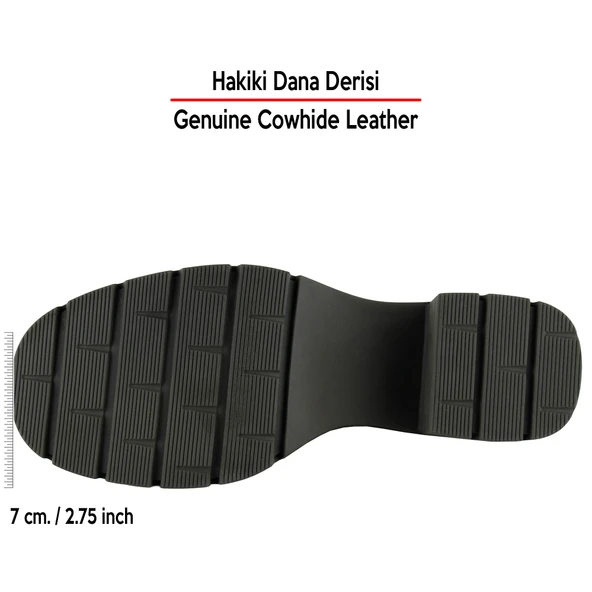 Erkan Saçmacı  Kahverengi Hakiki Dana Derisi Lastikli Saç Örgü Detaylı Kalın Topuklu Günlük Loafer Ayakkabı - Resim 4