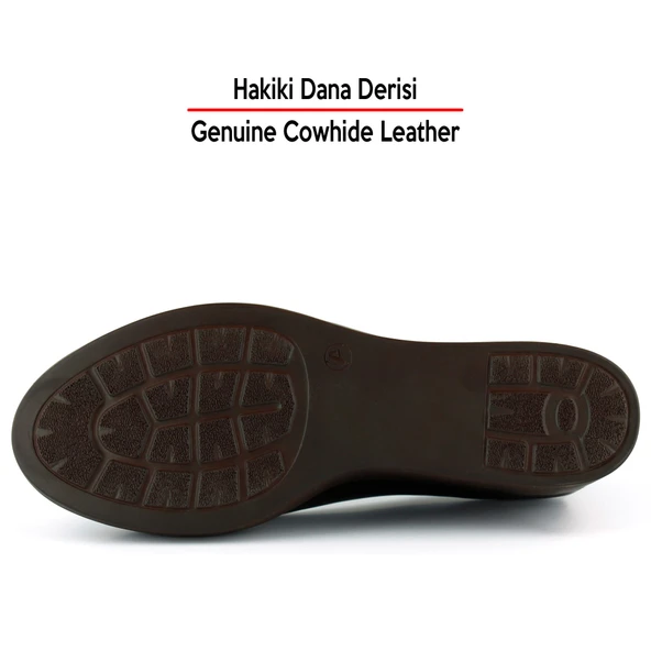 Erkan Saçmacı Mabel Kahverengi Hakiki Dana Derisi Yuvarlak Burun Dolgu Topuklu Günlük Ayakkabı - Resim 3