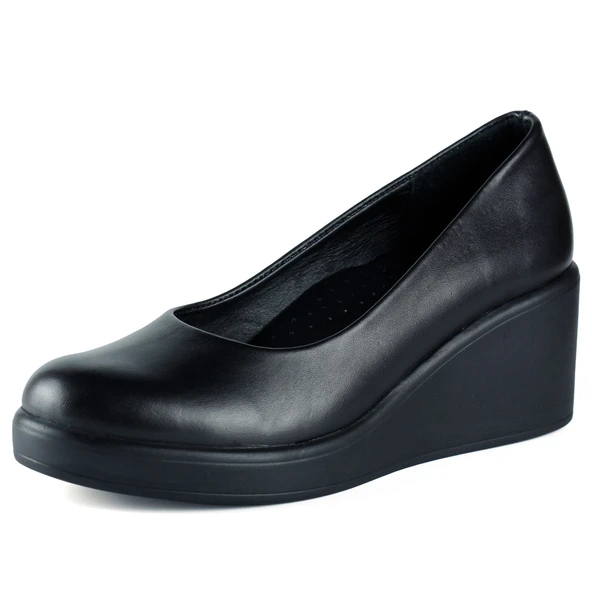 Erkan Saçmacı Mabel Siyah Hakiki Dana Derisi Yuvarlak Burun Dolgu Topuklu Günlük Ayakkabı - Resim 10