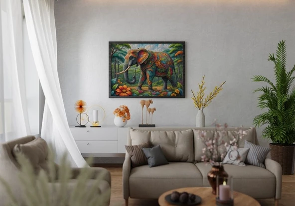 Nova Puzzle 1000 Parça Renkli Fil Puzzle - Resim 4