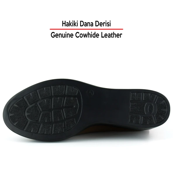 Erkan Saçmacı Mabel Ceviz Hakiki Dana Derisi Yuvarlak Burun Dolgu Topuklu Günlük Ayakkabı - Resim 3