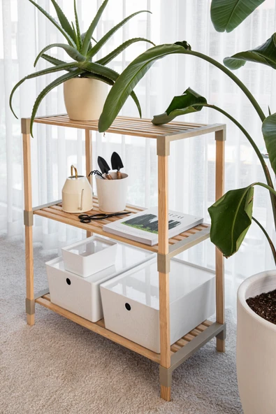 FIX-2006-3 Çok Amaçlı Modüler 3 Katlı Ahşap Raf - Resim 6