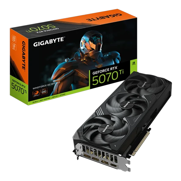 GIGABYTE GeForce RTX 5070 Ti WINDFORCE OC SFF 16G GDDR7 DLSS 4 256Bit Ekran Kartı GV-N507TWF3OC-16GD ürün görseli 1