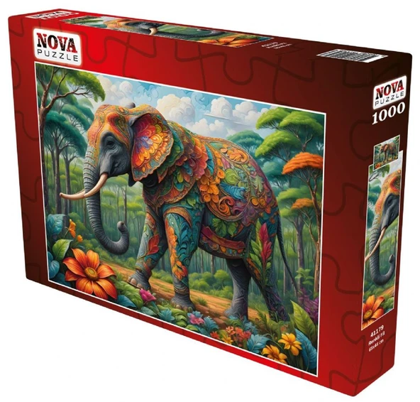 Nova Puzzle 1000 Parça Renkli Fil Puzzle - Resim 2