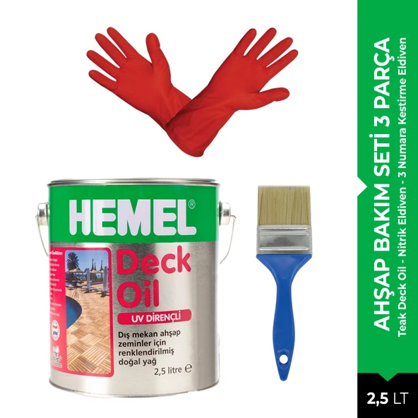 Hemel Teak Deck Bahçe Mobilya 2,5 Lt Bakım Seti 3 Parça ürün görseli 1