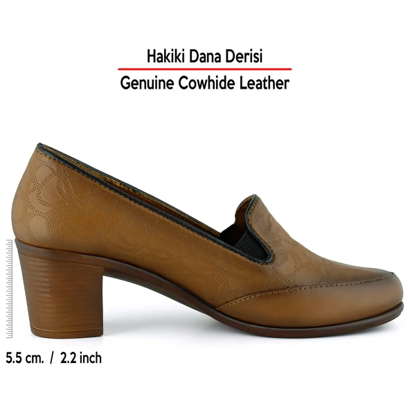 Erkan Saçmacı Camila Taba Hakiki Dana Derisi Desenli Lastikli Günlük Kalın Topuklu Ayakkabı - Resim 2