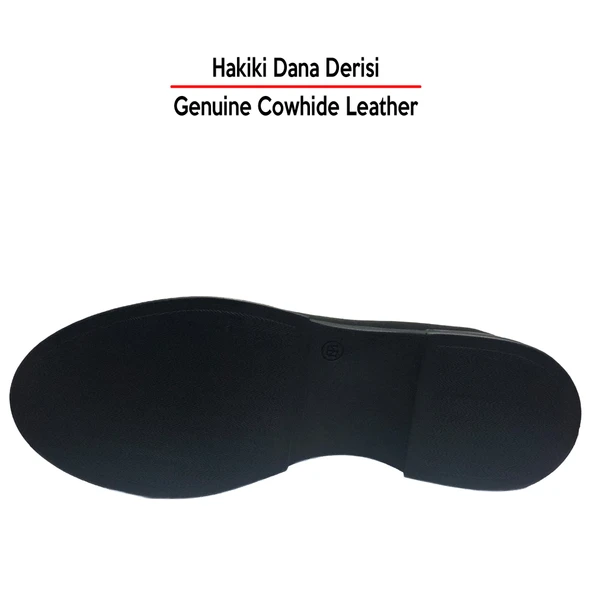 Erkan Saçmacı  Siyah Rugan Hakiki Dana Derisi Çift Bantlı Mary Jane Kalın Topuklu Günlük Ayakkabı - Resim 8