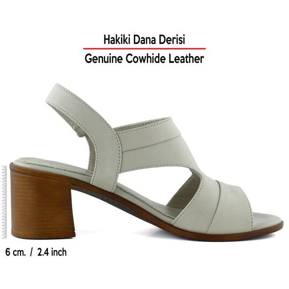 Erkan Saçmacı Kanne Vizon Hakiki Dana Derisi Cırt Bantlı Kalın Topuklu Rahat Günlük Sandalet - Resim 2