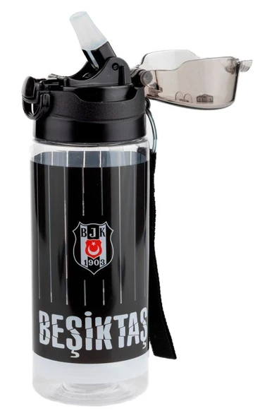 Beşiktaş İnce Çubuk Desenli 500 ml Okul ve Günlük Matara/Suluk - Pipetli - 25371 - Resim 2