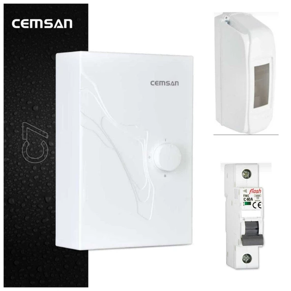 Cemsan c7 güneş enerji sistemine uyumlu sigorta ve kutusu dahil elektrikli şofben ürün görseli 1