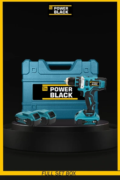 POWER BLACK Pro Germany Technology Şarjlı Matkap Çelik Şanzuman Çift Akülü Li-on Batarya 30 Parça Powerblack - Resim 3