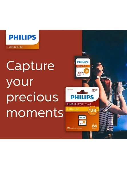 Philips Ultra Pro 128 GB Class 10 Uhs-I U3 V30 4K Uyumlu Sdxc Hafıza Kartı - Resim 3