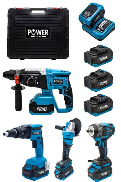 POWER BLACK şarjlı alçıpanlı 4 lü set + vidalama + avuç taşlama + 3 batarya 1 şarj cihazı ürün görseli 1