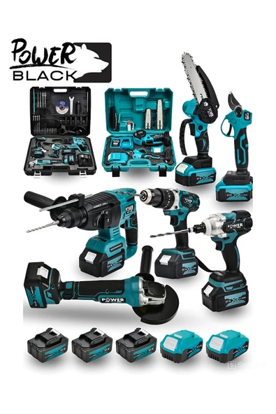 POWER BLACK 6 LI SET 5 BATARYALI 2 ŞARJ CİHAZLI 2 ÇANTALI TAM TAKIM ULTRA GÜÇLENDİRİLMİŞ SET ürün görseli 1