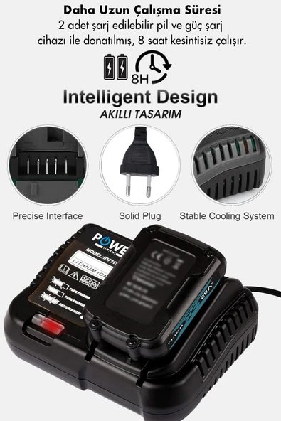 POWER BLACK 4 LÜ SET PROFESYONEL ŞARJLI MATKAP HİLTİ TAŞLAMA BÜYÜK SOMUN  SIKMA ULTRA GÜÇLENDRİLMİŞ - Resim 2