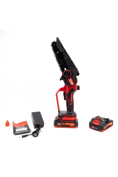 POWER BLACK ULTRA GÜÇLÜ 2 ZİNCİR 1 PALA 2 BATARYA 1 ŞARJ CİHAZI KÖMÜRSÜZ 17 CM PALA KIRMIZI - Resim 2