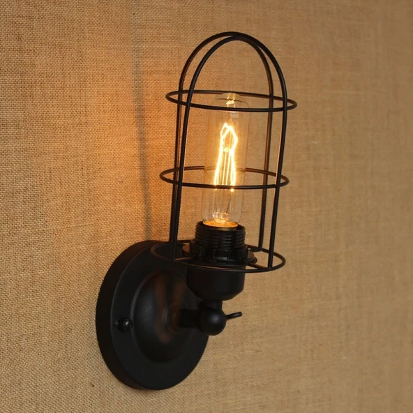 RİOLİGHT RETRO KAFESLİ MAFSALI SİYAH RUSTİK APLİK ürün görseli 1