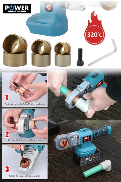 POWER BLACK GÜÇLÜ ŞARJLI Su Tesisatı Plastik Boru Kaynak Makinesi POWERBLACK - Resim 2