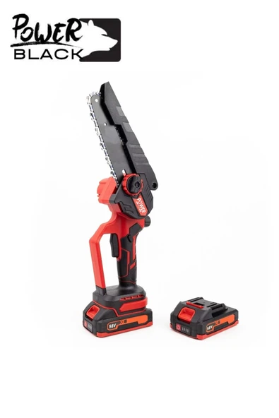 POWER BLACK ULTRA GÜÇLÜ 2 ZİNCİR 1 PALA 2 BATARYA 1 ŞARJ CİHAZI KÖMÜRSÜZ 17 CM PALA KIRMIZI - Resim 3