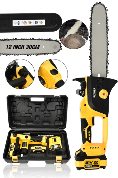 POWER BLACK Profesyonel Ağaç Kesim Motoru 12 Inc Pala Çift Akülü ürün görseli 1