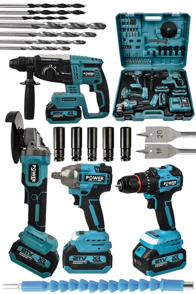 POWER BLACK Pro 21v Akülü Matkap & Taşlama & Kırıcı Delici Hilti & Somun Sıkma Sökme 4'lü Set ürün görseli 1