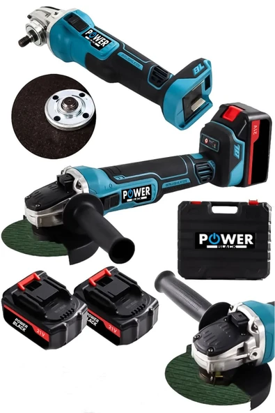 POWER BLACK 21v Çift Akülü 125mm Kömürsüz Şarjlı Taşlama ürün görseli 1