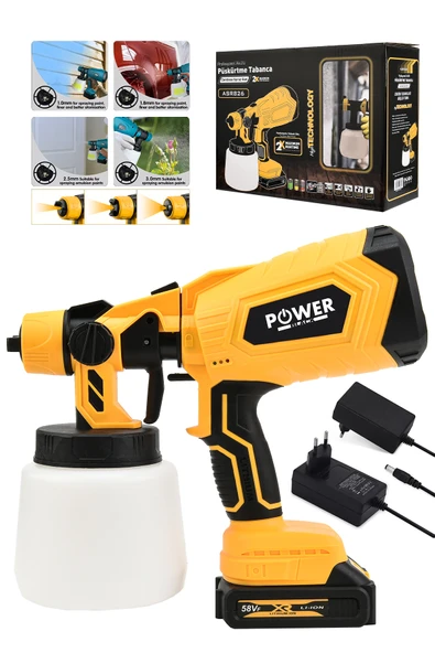 POWER BLACK Çift Akülü 300mm Sprey Boya Püskürtme  SARI ürün görseli 1