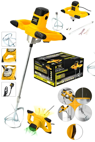 POWER BLACK Elektrikli Alçı Boya Ve Harç Karıştırıcı Mikser Sarı Renk - Resim 5