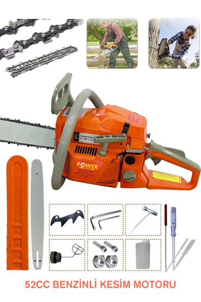 POWER BLACK Benzinli Testere Ağaç Odun Dal Kesme Makinesi Motorlu Testere Yeni Nesil Motor 38 Diş ürün görseli 1