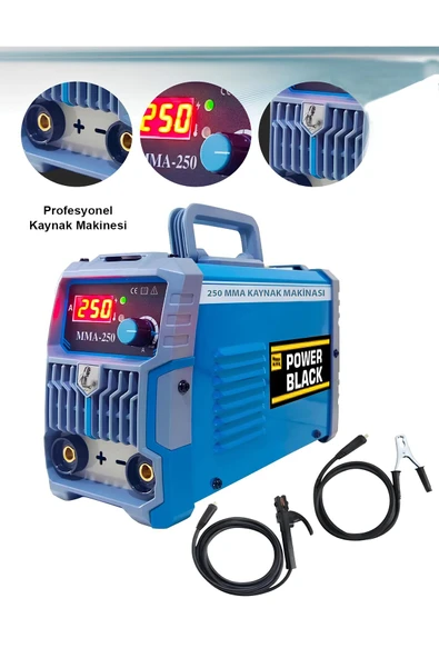 POWER BLACK Germany 250 Amper Profesyonel Dijital Göstergeli Fan Soğutmalıınventör Kaynak Makinası ürün görseli 1