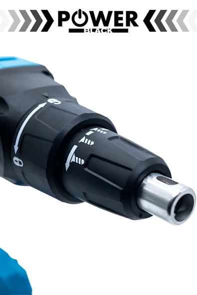 POWER BLACK şarjlı alçıpanlı 4 lü set + vidalama + avuç taşlama + 3 batarya 1 şarj cihazı - Resim 5