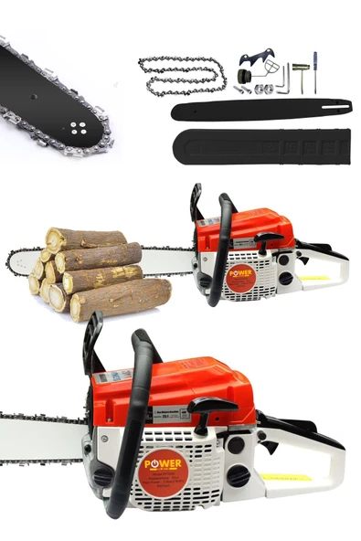 POWER BLACK Germany Benzinli Testere  Ağaç Odun Dal Kesme Makinesi Motorlu Testere Yeni Nesil Motor 38 Diş - Resim 2