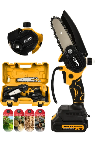 POWER BLACK Extra Güçlü Profesyonel Metal Dişli 18v 1.5ah Şarjlı Dal Budama Testeresi ürün görseli 1