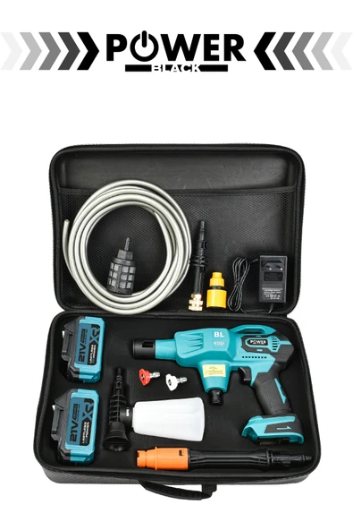 POWER BLACK Kömürsüz Şarjlı Oto Yıkama Makinesi Çift Akülü Bahçe Yıkama Makinasi - Resim 2