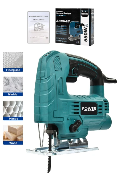 POWER BLACK Profesyonel Lazerli Metal Şanzıman 6 Kademe Devir Ve Pandül Ayarlı Dekupaj Testere Çantalı ürün görseli 1