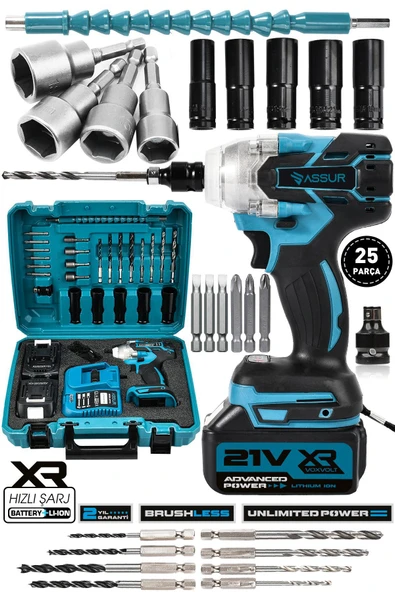 ASSUR 21 V 3Ah Professional Somun Sökme Şarjlı Darbeli Matkap Vidalama Set - Resim 2