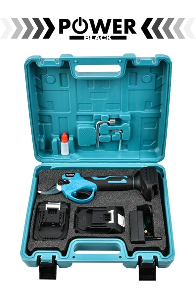 POWER BLACK Ultra Lüks Professional Çift Akülü Dijital Şarjlı Budama Makası - Resim 2