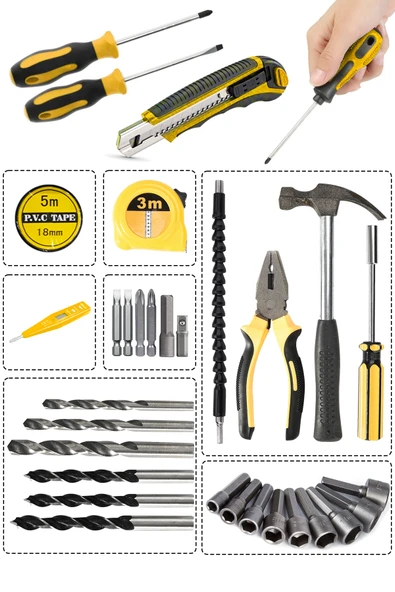 POWER BLACK POWEBLACK PRO Germany Technology 58Vf 5Ah Çelik Mandren Çift Akülü Vidalama Şarjlı Matkap Seti - Resim 3