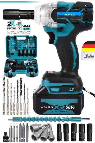 POWER BLACK 5ah Professional Somun Sökme Şarjlı Darbeli Matkap Vidalama Set Sarı Powerblack ürün görseli 1