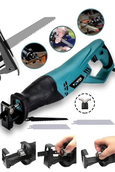 POWER BLACK Bakır Sargılı Elektrikli Tilki Kuyruğu Testere Ahşap Metal Et Kesme Kemik Kesme Makinası 750 W ürün görseli 1