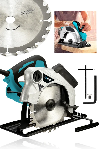 POWER BLACK Elektrikli Sunta Kesme Makinası Profesyonel Daire Testere Mavi ürün görseli 1