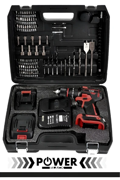 POWER BLACK 84 PARÇA DARBELİ ÇELİK MANDREL KÖMÜRSÜZ 21 V - Resim 2