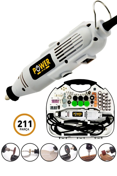 POWER BLACK Gravür Hobi Taşlama Seti - Çantalı 211 Parça - 6 Kademeli POWERBLACK ürün görseli 1