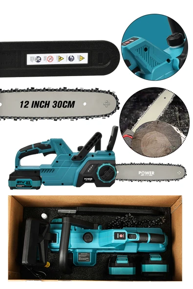 POWER BLACK TAM OTOMATİK YAĞLAMALI 30 CM PALALI FREN SİSTEMLİ ÇİFT AKÜLÜ ürün görseli 1