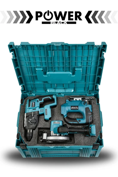 POWER BLACK Süper 6 Lı Set Dekupajlı 4 Bataryalı Sandık Çantalı - Resim 2