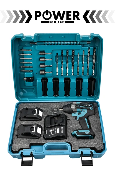 POWER BLACK 800 Nm Bijon Sökme 2 Bataryalı 24 Parçalı - Resim 2